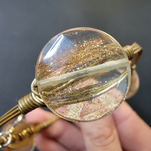 Bourbon and Boweties Maisy Gold Wire Wrapped Bangle Glittering Elegant Jewelry - Picture 8 of 15