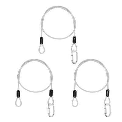 3Set 1/8'' Dia 1.6ft Security Steel Cable with Loops Clear + Quick Links