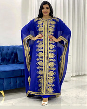 Islamic Dubai Sale Long Work Moroccan Kaftan Gown Abaya Hand Dress Stylish Beach