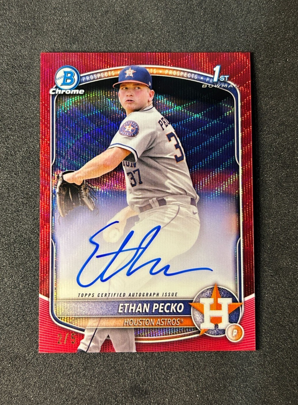 Ethan Pecko 2025 Bowman Chrome Prospect Auto Red Wave /5 CPA-EPE