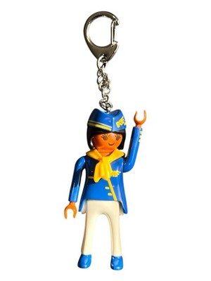 Playmobil Flight Attendant Airline Keychain Excellent Used Condition 3 T
