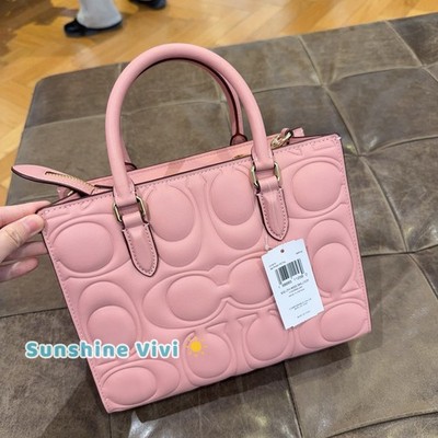 NWT Coach Maggie Small Tote Bag In Signature Leather in Pink Teal