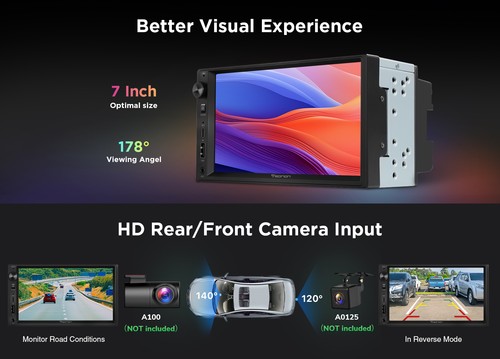 US UA13 7" IPS Android 13 Car Stereo GPS Sat nav Radio CarPlay Audio Video 2 Din - Picture 11 of 22