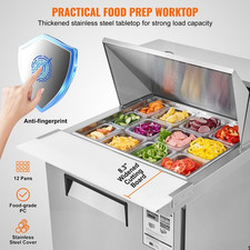 Commercial Refrigerator 28" Sandwich Salad Prep Table 1 Door with 12 Pans