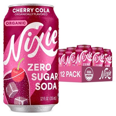 Organic Zero Sugar Cherry Cola Soda - Healthy Non-GMO Pop, 0 Calories, 12 Pack
