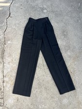 Vintage Dior trousers black xs 23 24 wool high waist pleated wide straight leg