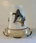 Vintage Milk Glass Lamp Shades Mallard Duck Ruffled Edge Set of 4 Lustre Trim GW