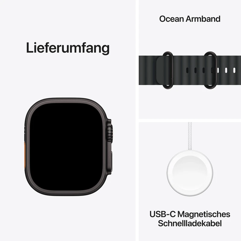 Apple Watch Ultra 2 LTE 49 mm Black Titan Armband Black Ocean Neu - Bild 3 von 4