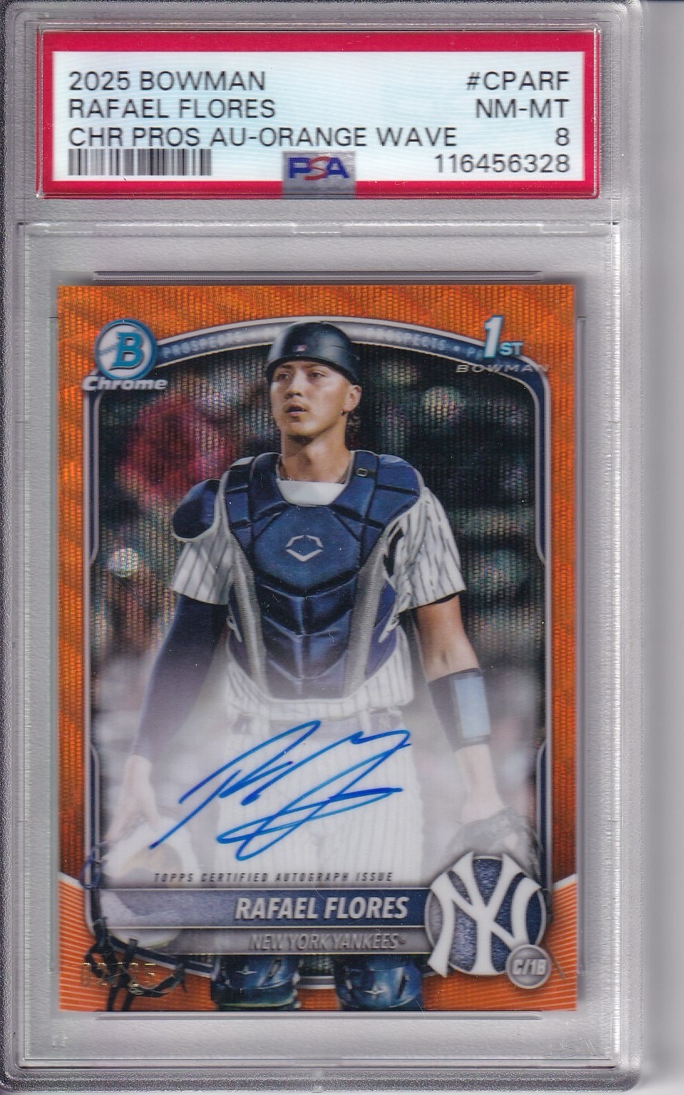 2025 Bowman - Chrome Prospect Autographs Rafael Flores #CPA-RF Orange Wave 2/25