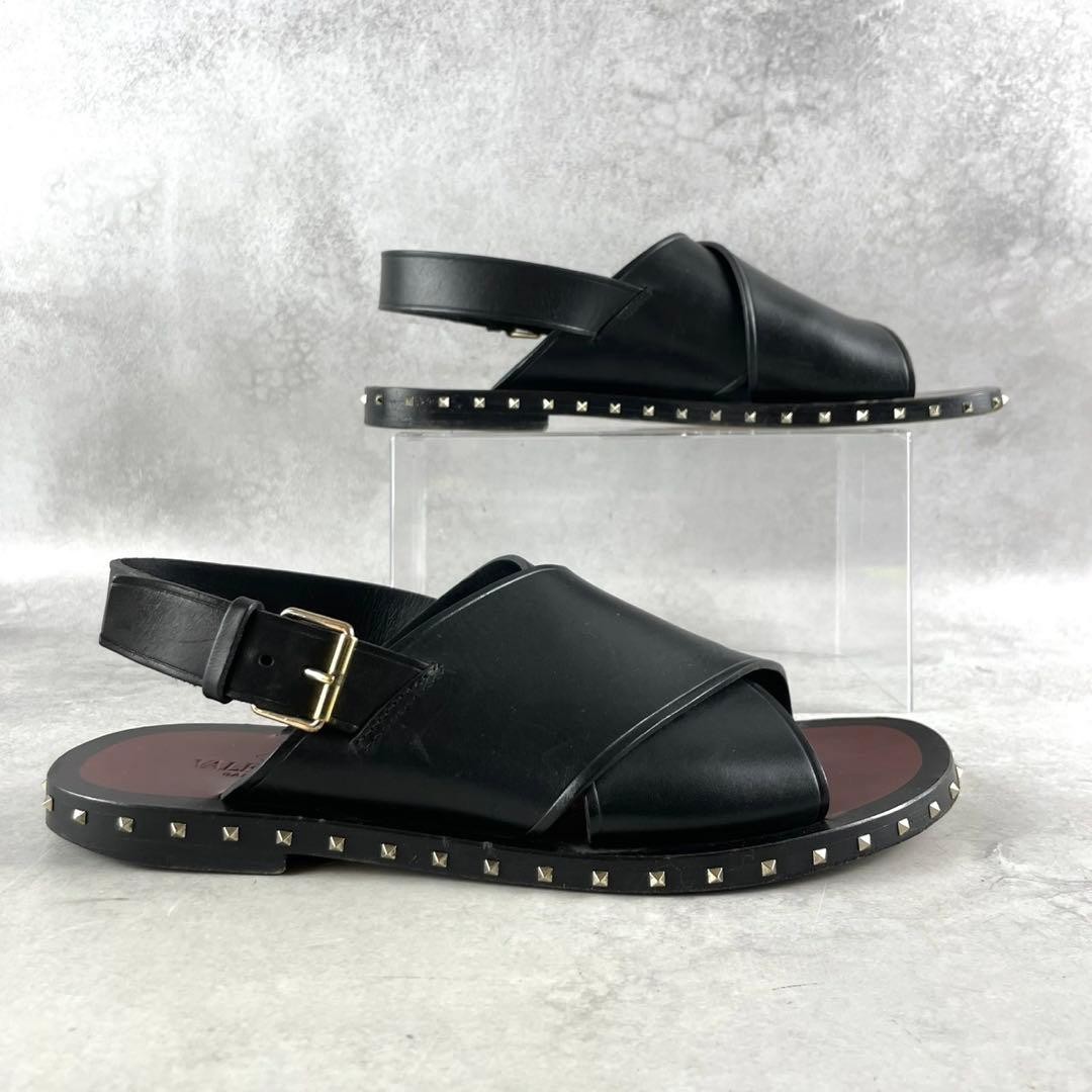 VALENTINO GARAVANI Rockstud Sandals Black Leather 42 (27cm) Men’s Auth FROM JPN thumbnail 17