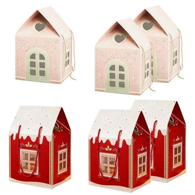 Handmade Christmas Cottage Gift Box Paper Craft Holiday Decoration Display Case