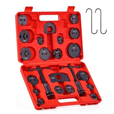 OMT 24pc Brake Caliper Compression Tool with Adapters & Hangers, 24pc, Red