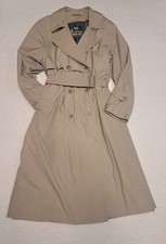 London Fog Beige Trench Coat UK 10 Petite Belted Long Coat Classic Vintage Style