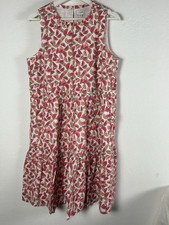 J.Crew Womens Watermelon Print Sleeveless Tiered Dress Size 12 White/Red Casual