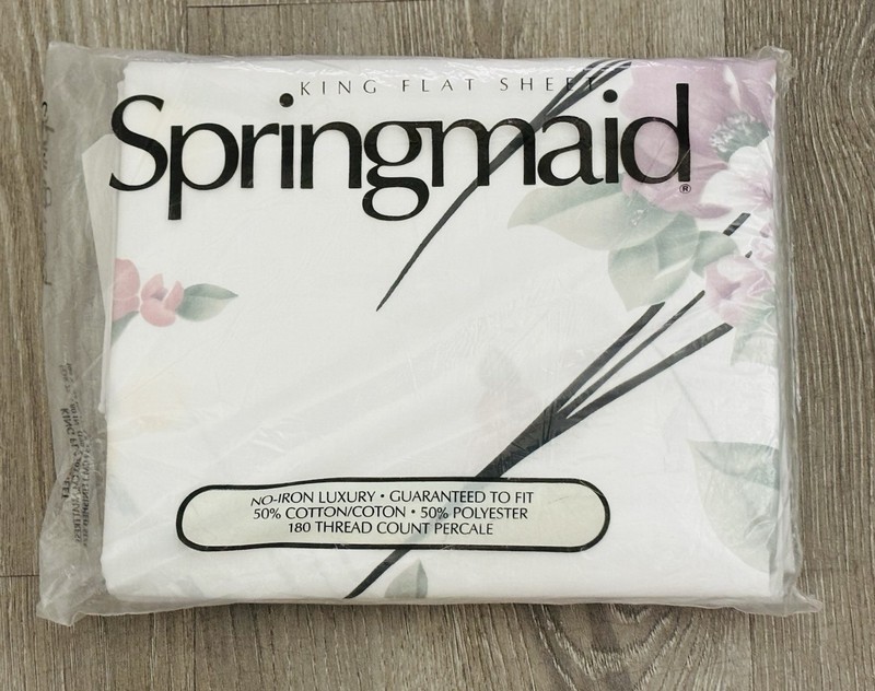 Vintage Springmaid King Flat Sheet Percale Lilique Rose NEW