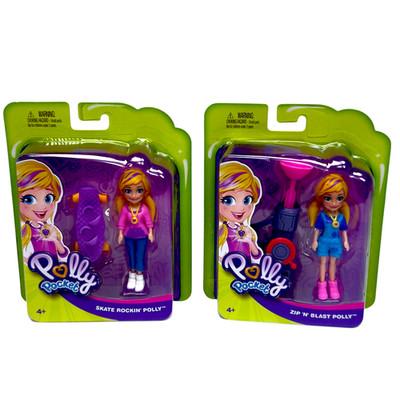 Polly Pocket Active Pose Skate Rockin And Zip N Blast Figures Kids Toy Girls Lot