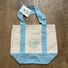 Trader Joe's Spring 2025 Mini Canvas Tote Bag Pastel BNWT Blue