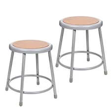 (2 Pack) Steel Stools, Grey, 18", No Assembly Required