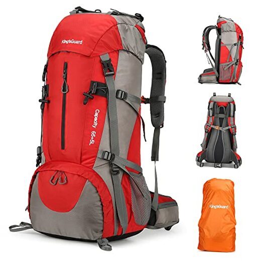 70L Lightweight Waterproof Hiking Backpack for Camping - King'sGuard Red