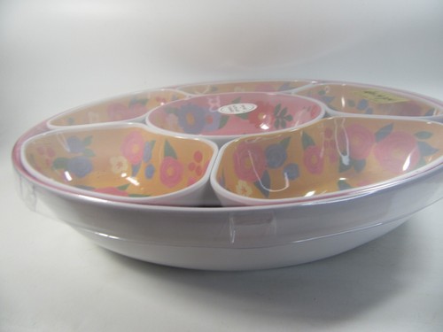Alex & Zoe Large 15in Melamine Lazy Susan Snack Tray Rotating Serving Platter - Picture 10 of 12