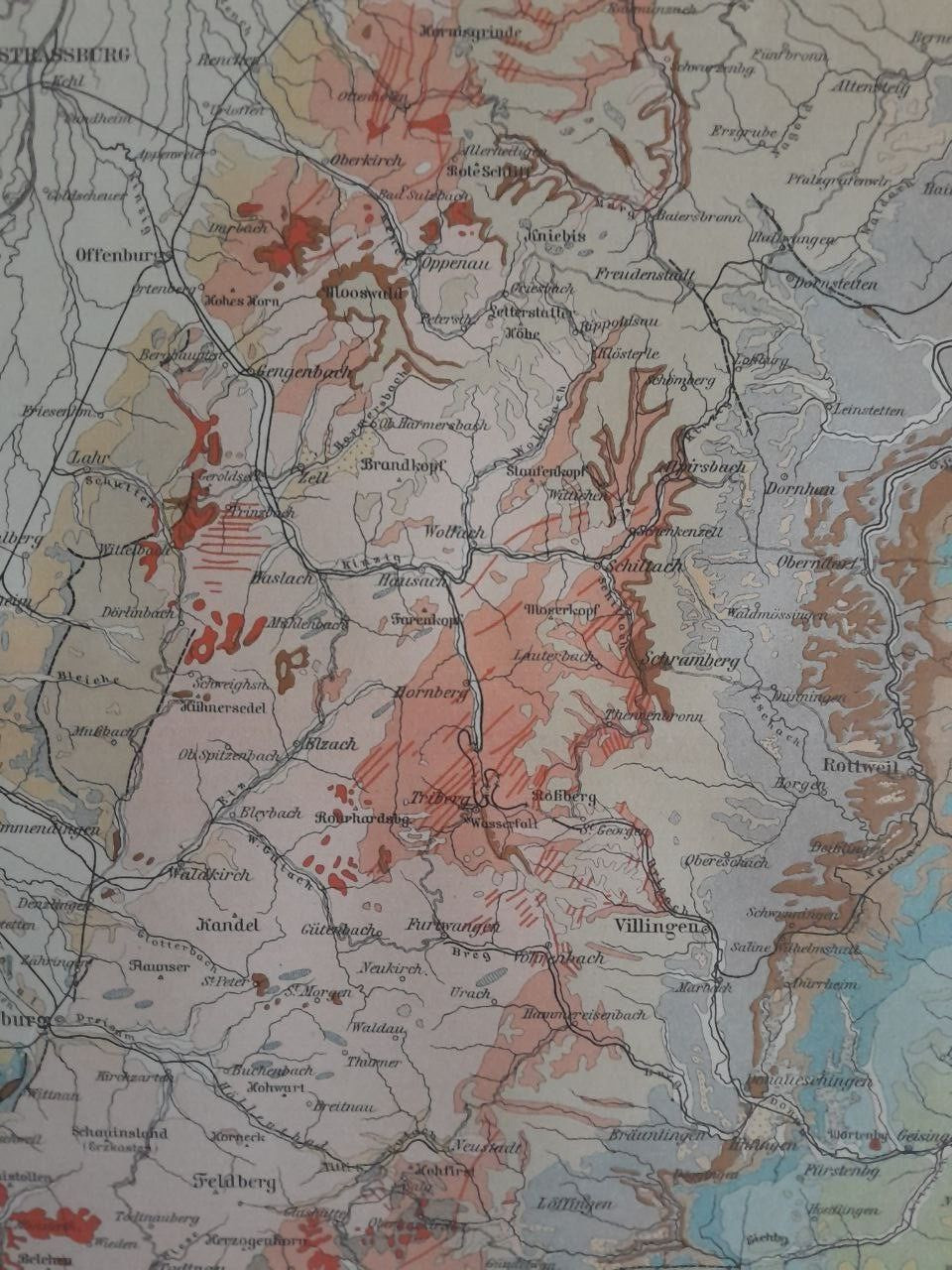 1897 BLACK FOREST GEOLOGICAL MAP Vintage Germany ORIGINAL 11.5 x 9.5"- C11-7