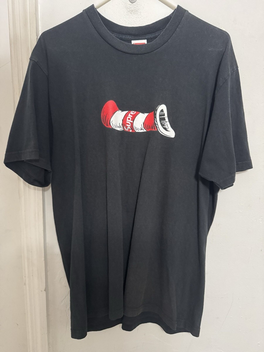 Supreme Cat In The Hat Black Tee Size Large FW18 100% Authentic
