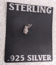 Vintage Sterling Silver 3-D Boxing Glove Pendant Charm NOS on the Card