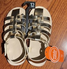 NWT Girls Wonder Nation Gold Sandal Shoe Size 12