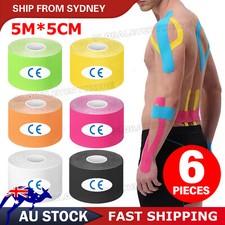 6x Athletic Elastic Physio Sports Kinesiology Rock Tape Muscle Bandage 5cmx5m AU