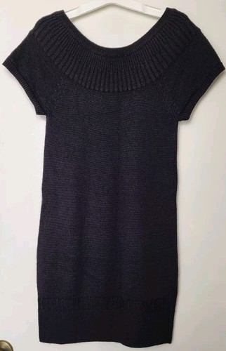H&M Sweater Dress Womens Size XS Black Pullover Knee Length Short Sleeve - Picture 2 of 4