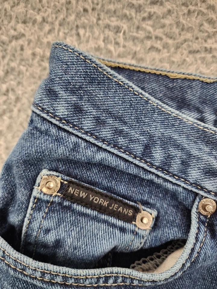 Pantalones de mezclilla New York para mujer 4 azules acampanados cintura baja todo algodón 27X29 Foto 4 de 4