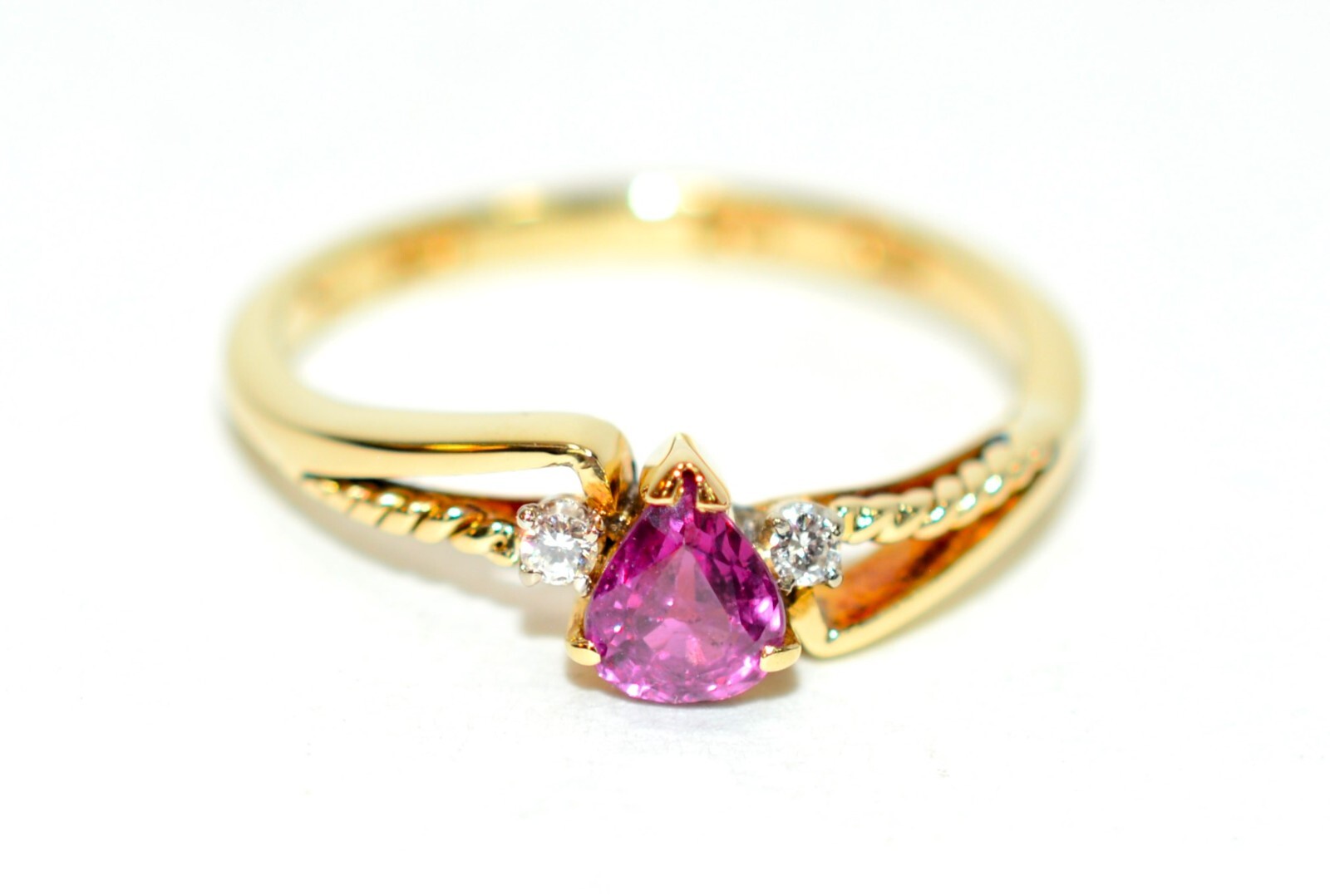 Natural Ruby & Diamond Ring 14K Solid Gold .46tcw… - image 1