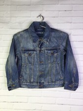 Gap Kids 1969 Boys Size S Snap Button Front Distressed Blue Denim Jean Jacket