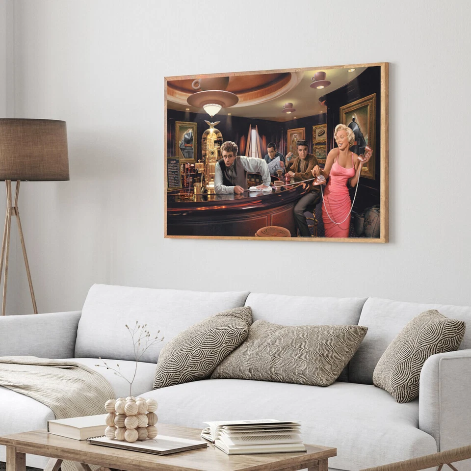 Marilyn Monroe Elvis Presley James Dean Humphrey Bogart 03 Decoración PÓSTER LIENZO Foto 2 de 3