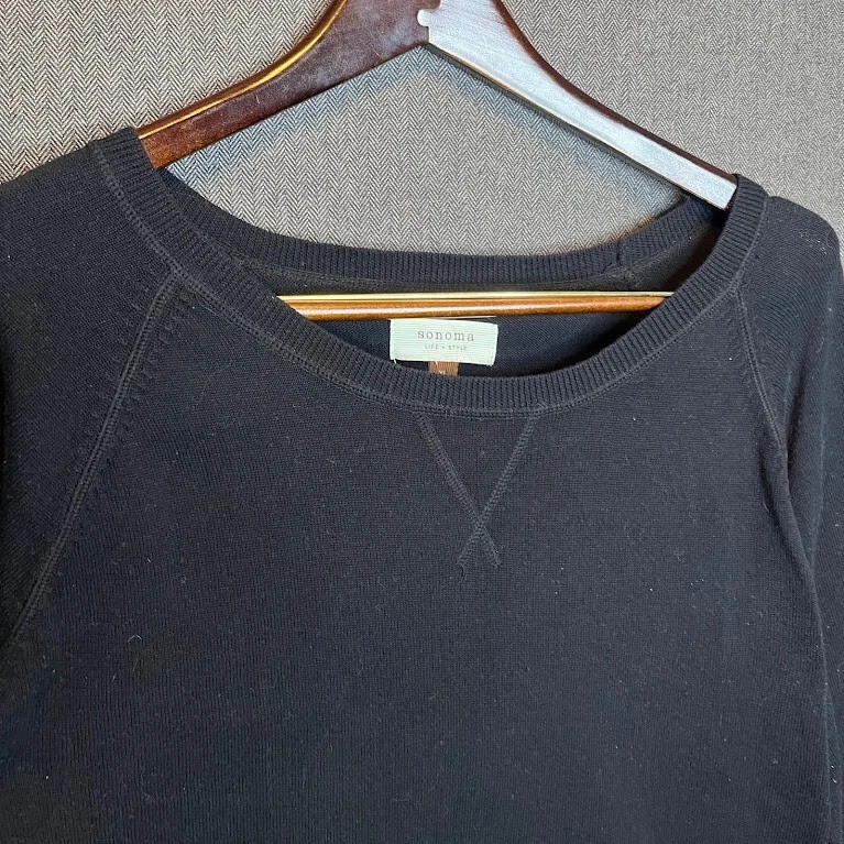 Sudadera Sonoma Para Mujer XL Negra Tejida Pullover Informal Suave Salón  Foto 2 de 4