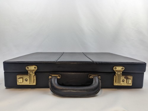 Leather Executive Briefcase Black Vintage Brief Case VGC - Picture 2 of 11