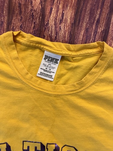 VS PINK Campus Tee Womens Medium M Victoria’s Secret T-shirt Yellow LSU Logo - Picture 17 of 24