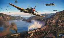 Typhoons Over the Rhine print by Nicolas Trudgian signed by WWII Typhoon pilots