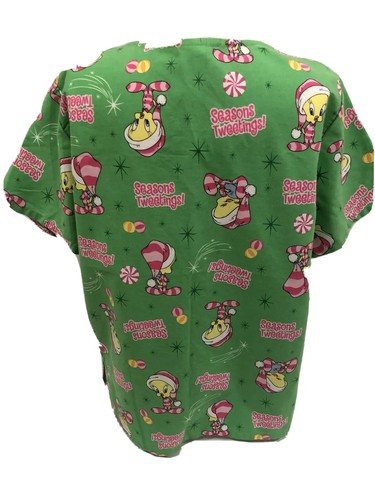 *USED* WOMEN SEASONS TWEETINGS SCRUB SHIRT SIZE SMALL/ TALL. - Picture 2 of 5