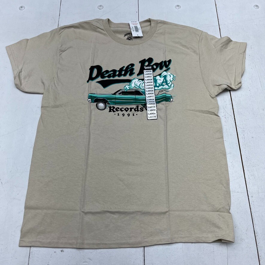 FILA T shirt da uomo beige stampa grafica Death Row manica corta taglia large NUOVA Spencer