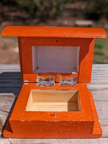 Small Orange Trinket Box With Flowers Shaped Like A Book Exquisite EUC - Picture 5 of 11