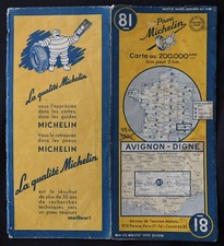 Carte MICHELIN 81 AVIGNON DIGNE 1951 Guide Bibendum pneu tyre map