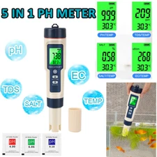 5 In 1 LCD Digital Water Quality Meter Tester PH/TDS/EC/Salinity/Temperature Pen