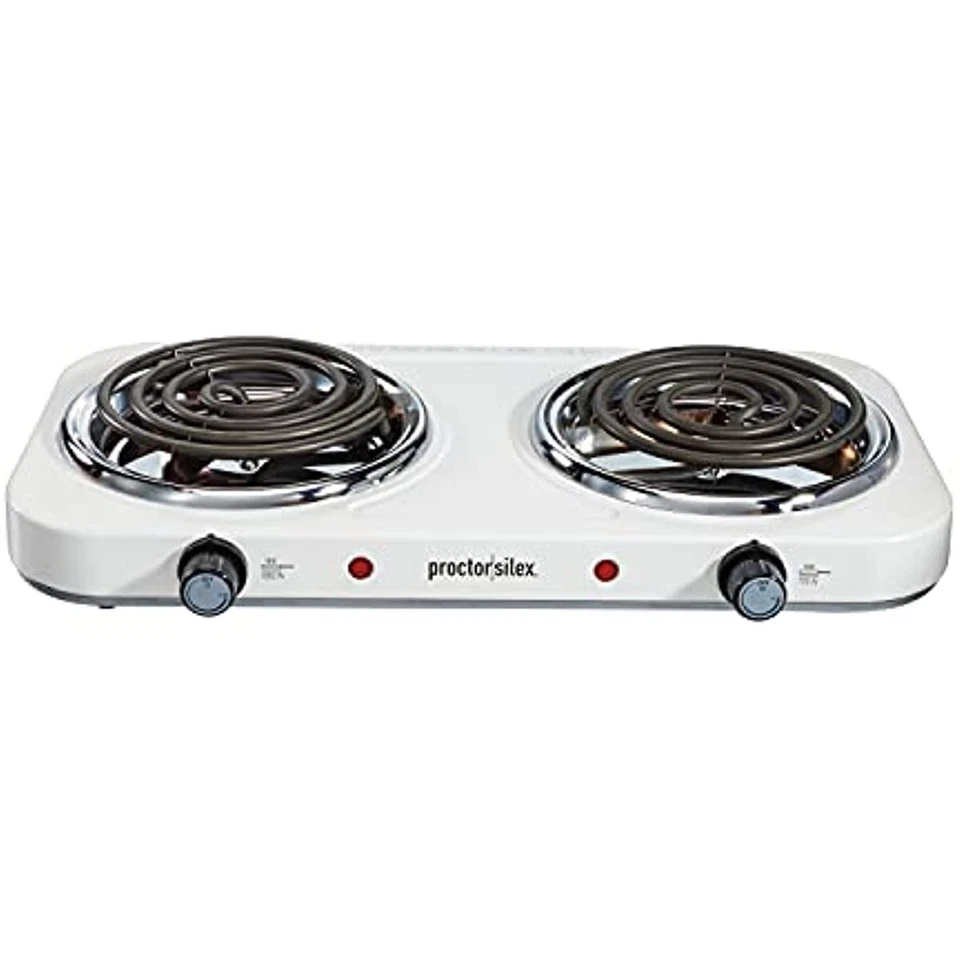 Proctor Silex Countertop Double Burner Hot Plate Cooktop Portable Electric Stove - Image 2 of 4