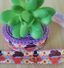 7/8 Inch 1YD Thanksgiving Turkey Autumn Grosgrain Ribbon Crafts Gift Bows