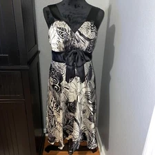 Speechless Dress Size 9 Sleeveless Black White Floral Print Satin Romantic Y2K