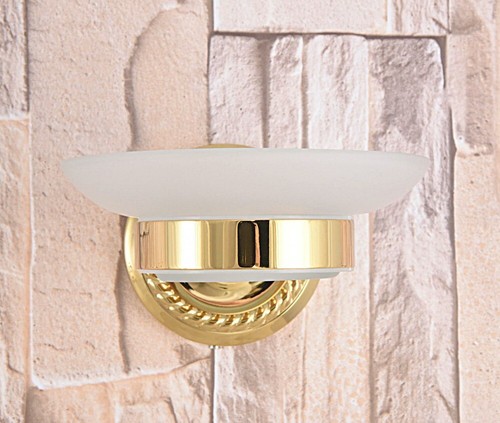 Golden Brass Wall Mounted Bathroom Soap Dish W/1 Frosted Glass Cup Dish Dba588 - Picture 4 of 6