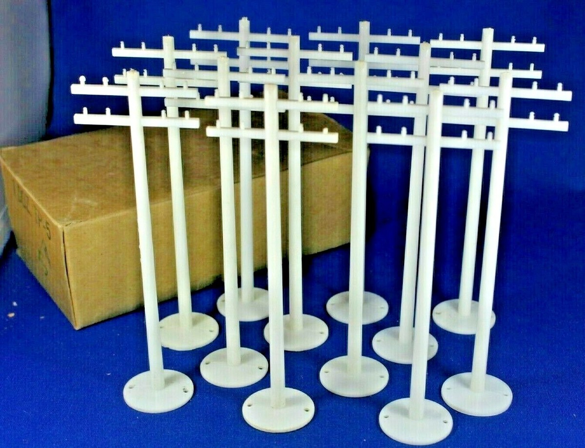 Plasticville O-O27 #TP-5 WHITE Telephone Poles (12) Dealer Box  Excellent