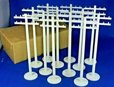 Plasticville - O-O27 - #TP-5 WHITE Telephone Poles (12) - Dealer Box - Excellent