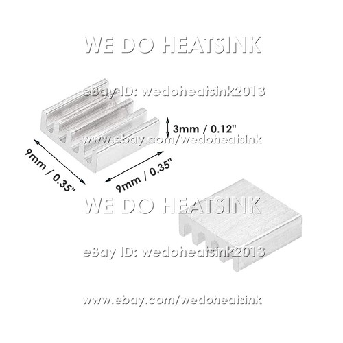 9x9x3mm With or Without Tape Aluminum Cooler Heatsink for IC VRM Cooling - Photo 2/8